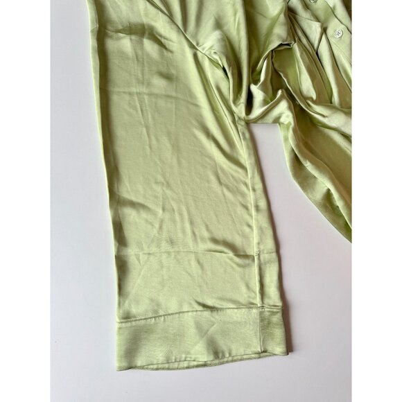 SONG OF STYLE Marta Pistachio Green Satin Mini Kimono Tie Shirt Dress, Size L - Picture 8 of 16